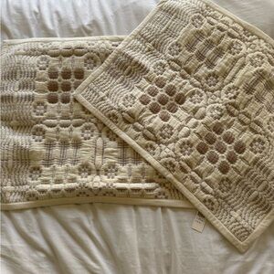 Anthropologie Cream and Brown Decorative shams. Set of 2. NWT